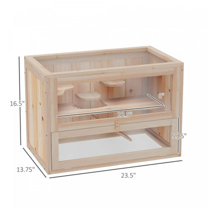 Pawhut Cage En Bois Pour Hamster Cochon D'inde Chinchilla Maison Pour Animaux 2 Niveaux Habitat Pour Petits Animaux W/ Op