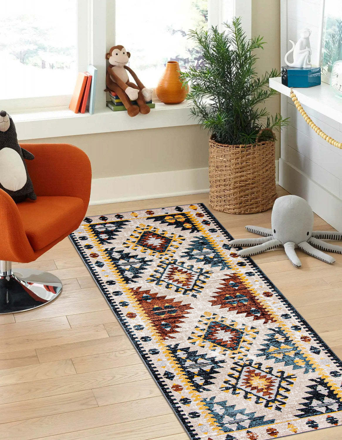 Tapis mosaïque taupe/cuivre lavable en machine - 2'6 x 8'0|Carpette Mosaic taupe et cuivre lavable à la machine - 2 pi 6 po x 8 pi 0 po|D86FEOKD