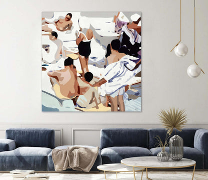 Œuvre d'art murale géante « Tammy &amp; Greg's Pool Party » 54 x 54