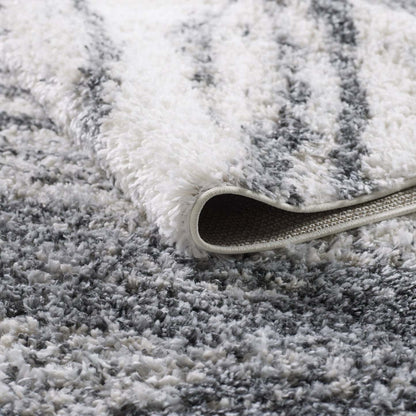 Carpette à poil long Paris crème à motif de coups de pinceau - 6 pi 7 po x 9 pi 6 po