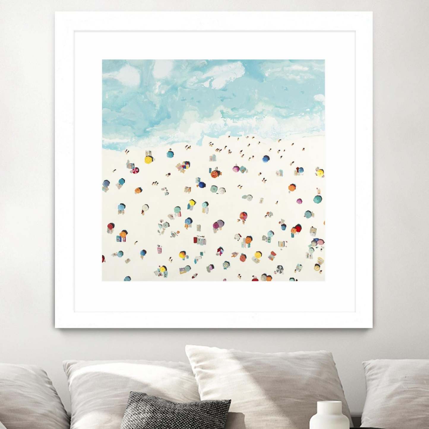 Beach Days Matted and Framed White 36x36 Wall Art|Œuvre d’art murale encadrée blanche et mate « Beach Days » 36 x 36