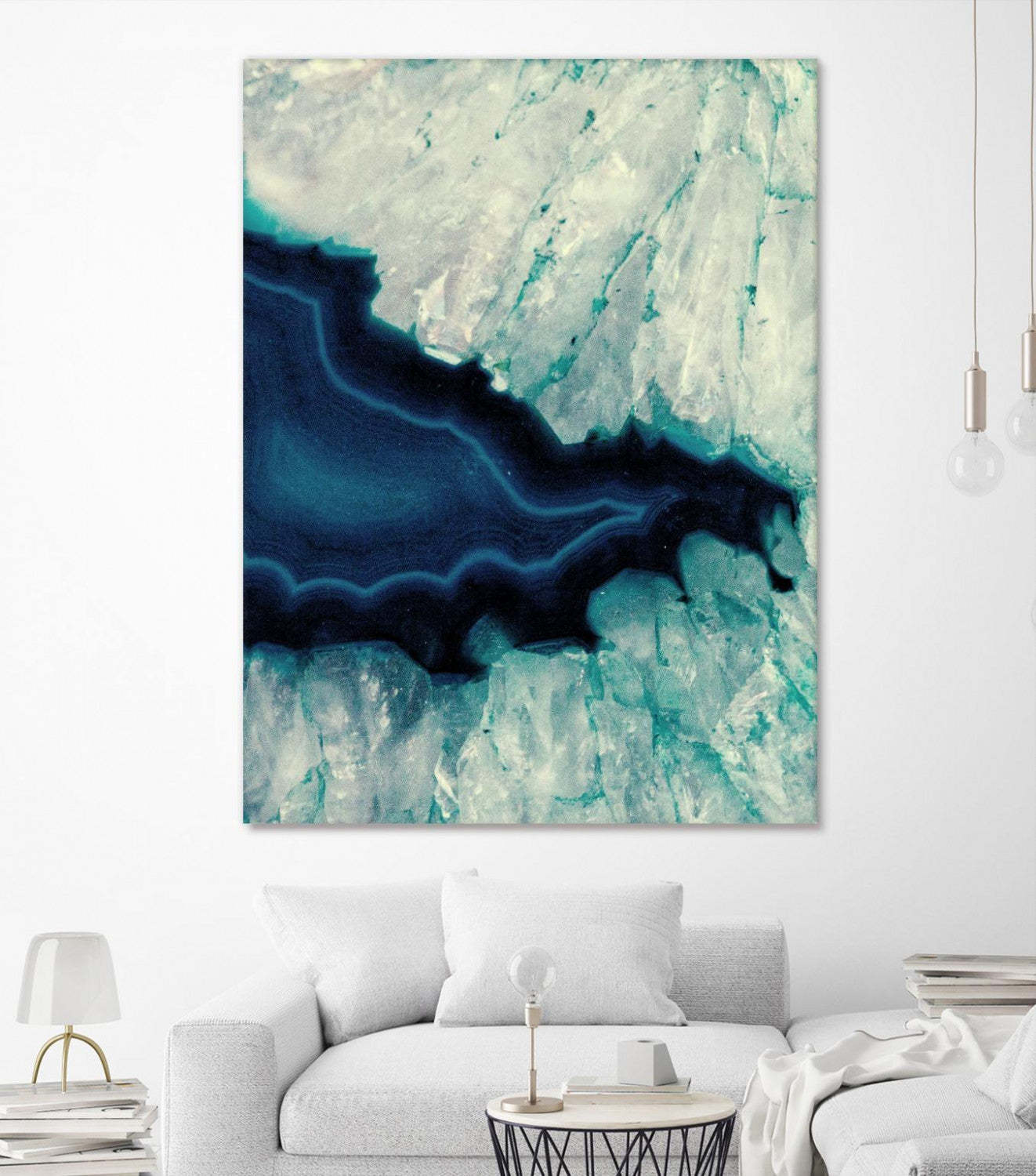 Œuvre d'art murale géante « Up Close Blue Mineral II » 72 x 54