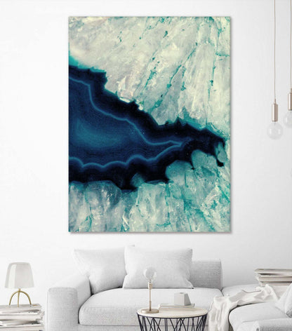 Œuvre d'art murale géante « Up Close Blue Mineral II » 72 x 54