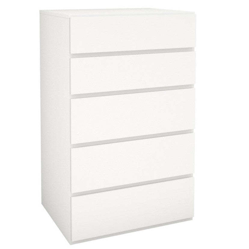 Commode à 5 tiroirs Nordika - Blanc | Commode verticale Nordika à 5 tiroirs - blanche | D08H2HAUT