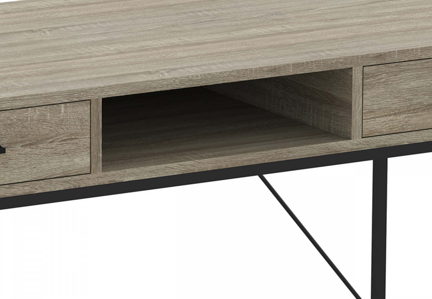 Bureau d'ordinateur de 48 po avec 2 tiroirs et 1 tablette - taupe foncé avec base en métal noir