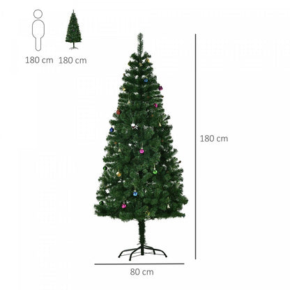 Homcom Sapin de Noël Artificiel de 6 pieds avec Ornement de Décoration et 624 Branches|Homcom Sapin de Noël Artificiel de 1,8 m avec Ornement de Décoration et 624 Branches