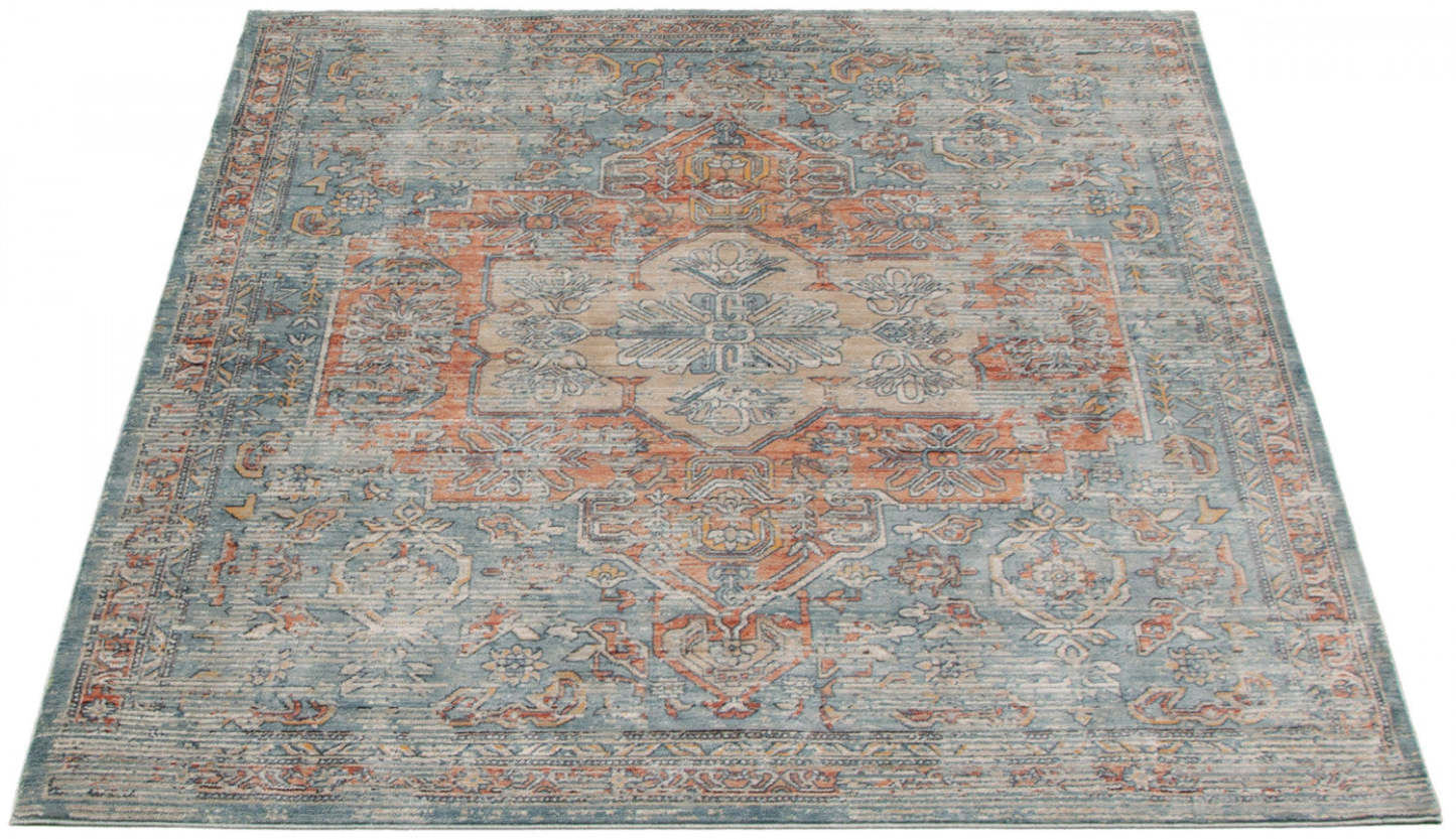 Tapis Baina Heriz Bleu - 6'7 x 9'10|Carpette Baina Heriz bleu - 6 pi 7 pox 9 pi 10 po| D296M342