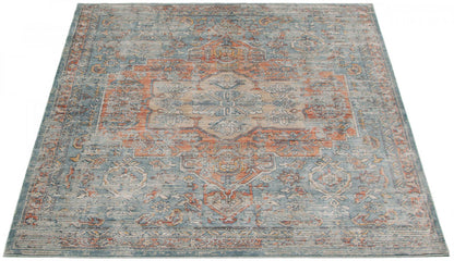 Tapis Baina Heriz Bleu - 6'7 x 9'10|Carpette Baina Heriz bleu - 6 pi 7 pox 9 pi 10 po| D296M342