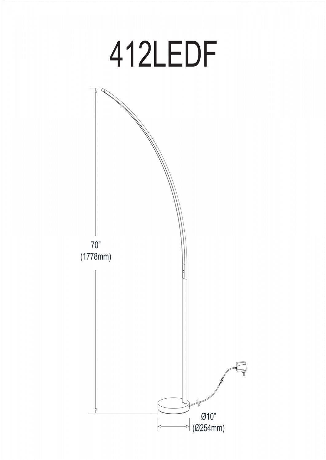 Dainolite Gentle Bend LED Floor Lamp 22w Polished Chrome Finish|Lampe à pied Gentle Bend de Dainolite avec fini chromé poli et ampoule à DEL de 22 W