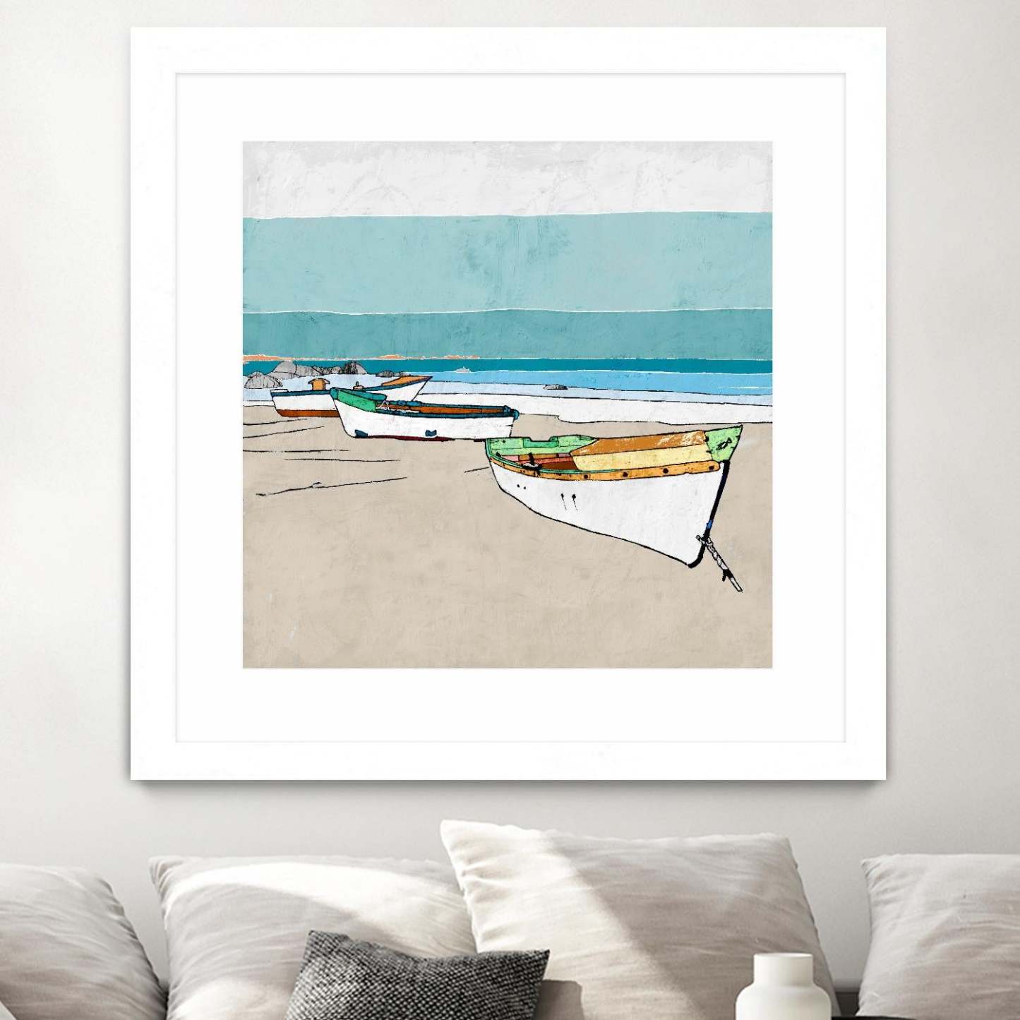 Lined Up Matted and Framed White 30x30 Wall Art|Œuvre d’art murale encadrée blanche et mate « Lined Up » 30 x 30
