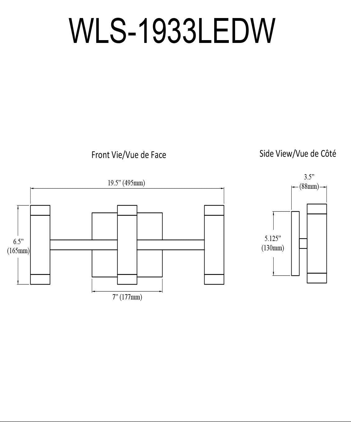 Dainolite Wilson Vanity Light 33w LED Lampe diffuseur acrylique givré noir mat|Lumière de coiffeuse Wilson e Dainolite en acrylique givré qui diffuse la lumière, avec fini noir mat et ampoule à DEL de 33 W