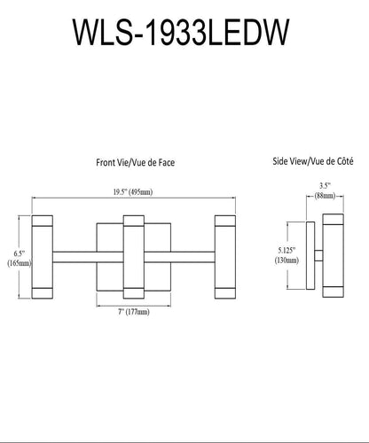 Dainolite Wilson Vanity Light 33w LED Lampe diffuseur acrylique givré noir mat|Lumière de coiffeuse Wilson e Dainolite en acrylique givré qui diffuse la lumière, avec fini noir mat et ampoule à DEL de 33 W