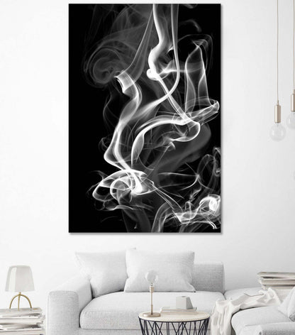 Œuvre d'art murale géante « Black Smoke Abstract » 72 x 48