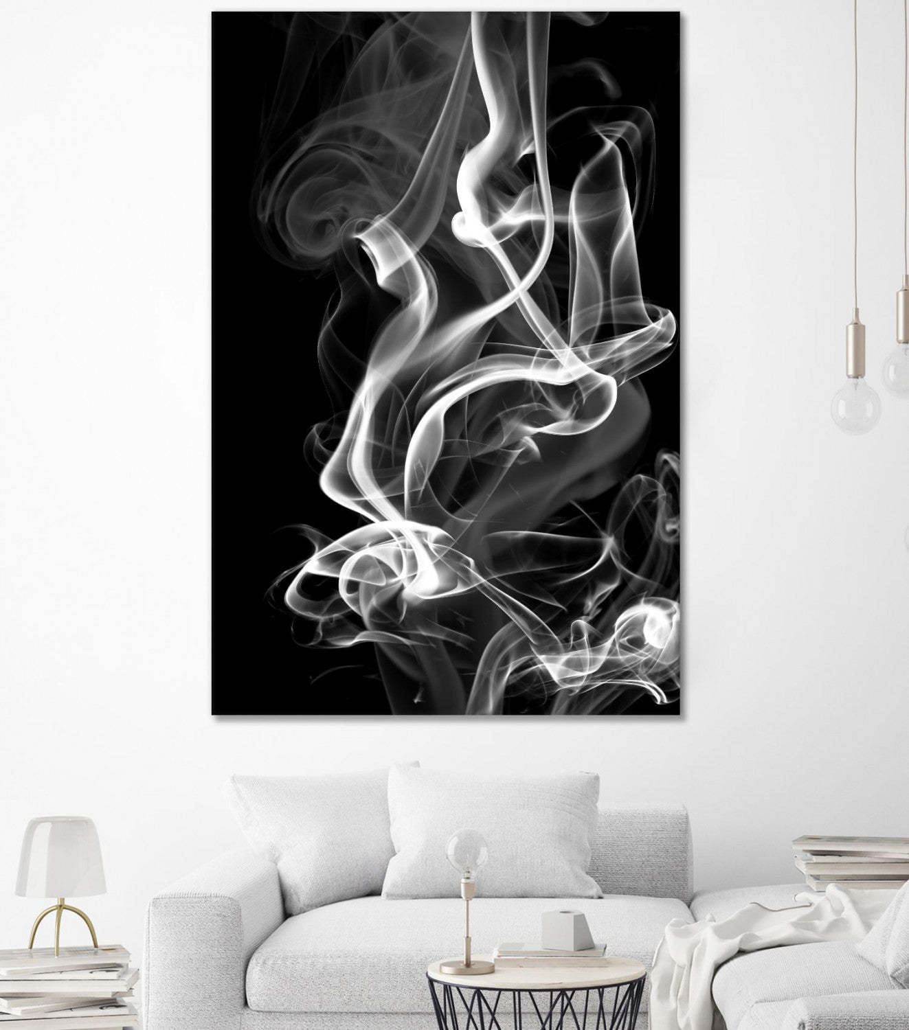 Œuvre d'art murale géante « Black Smoke Abstract » 84 x 54