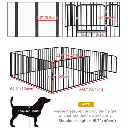 Pawhut Heavy Duty Dog Playpen, Steel Dog Pen With Door, Pet Exercise Fence, Outdoor Indoor Diy Desig|Pawhut Parc Pour Chien, 8 Panneaux De 24 De Hauteur En Acier, Enclos D'exercice Pour Chiots, Design