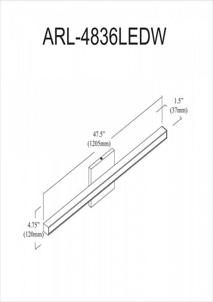 Dainolite Arandel Vanity Light 36w LED Chrome Poli Blanc Acrylique Diffuseur Lampe|Lumière de coiffeuse Arandel de Dainolite en acrylique blanc qui diffuse la lumière, avec fini chromé poli et ampoule à DEL de 36 W
