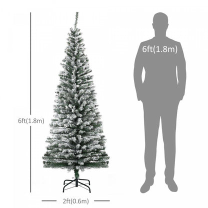 Homcom Arbre De Noël Artificiel Flocké Neige Crayon Slim | Homcom Arbre De Noël Artificiel 6 Pieds 492 Branches Réalistes
