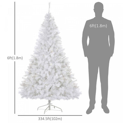 Homcom Arbre De Noël Artificiel Pré-éclairé De 6 Pieds Avec 250 Lumières LED Blanches Chaudes Et 1000 Embouts
