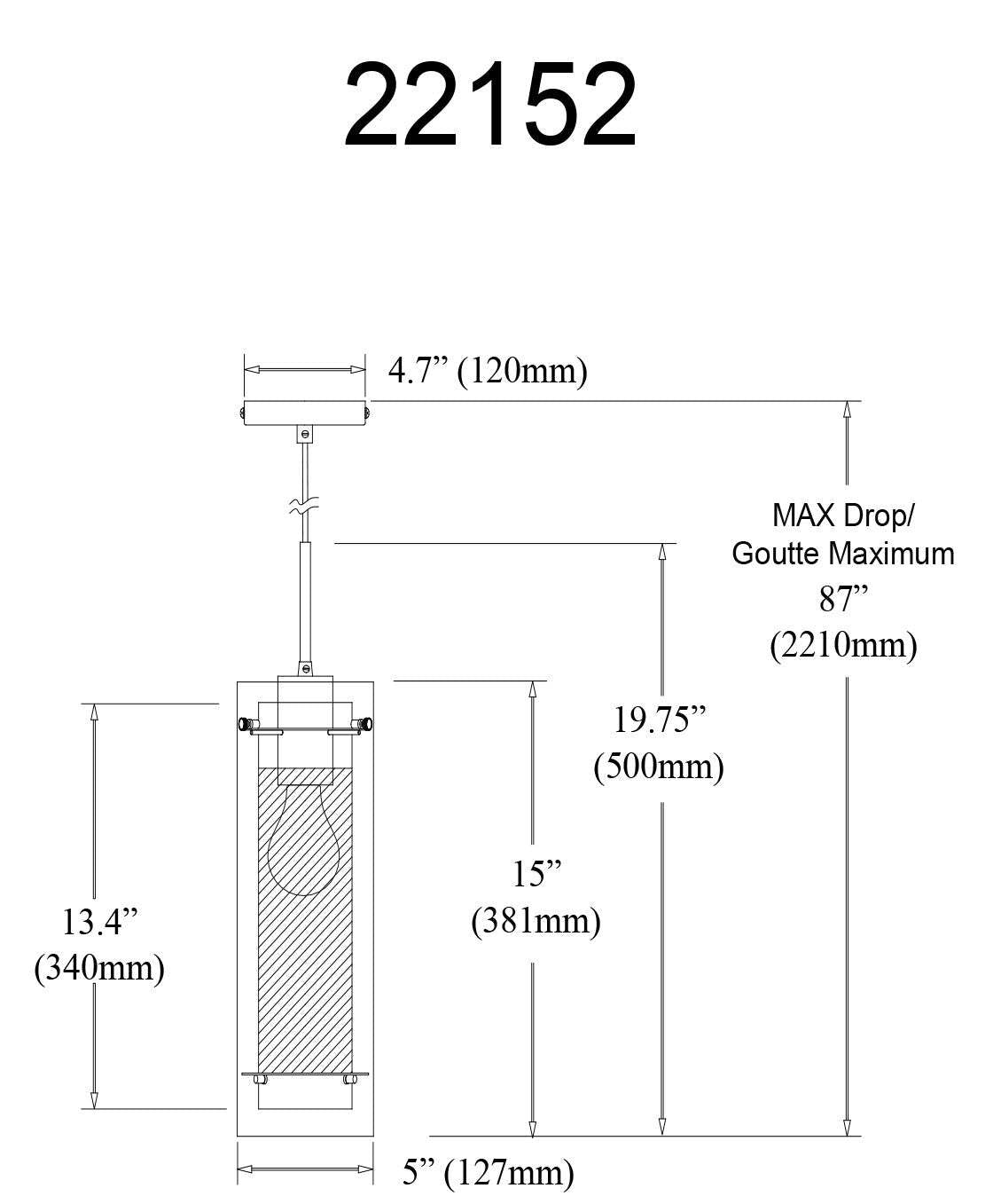 Luminaire suspendu Pasha de Dainolite en finition noire mate avec verre transparent/givré, 1 ampoule