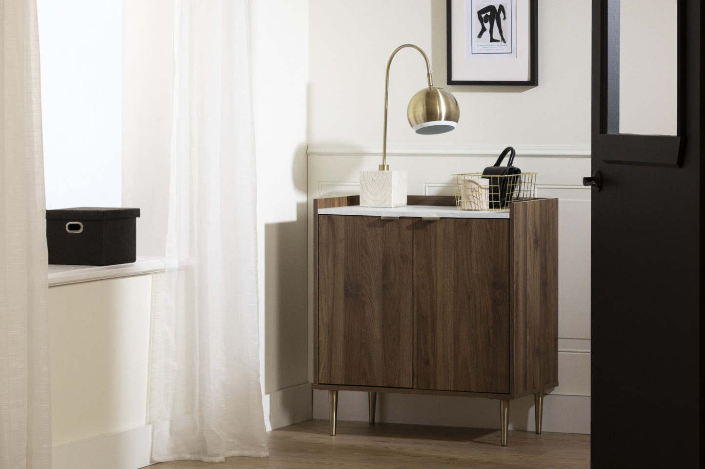 Meuble de rangement Maliza 2 portes - Faux marbre de Carrare|Armoire de rangement Maliza à 2 portes - imitation marbre de Carrare