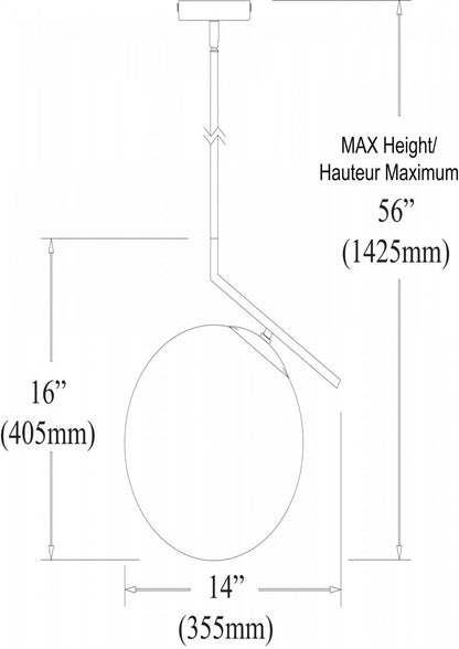 Dainolite Orion 1 Light Pendant Poli Chrome Finish White Glass Lamp|Luminaire suspendu Orion de Dainolite en verre blanc, avec fini chromé poli et 1 ampoule