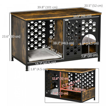 Pawhut Maison en Bois pour Chat Table de Fin de Meuble Style Abri pour Chat Lit avec Coussin Lavable Cachette C|Pawhut 2 En 1 Maison Pour Chat Niche Pour Chat Table Basse Avec Coussin Moelleux Étagère de Rangement