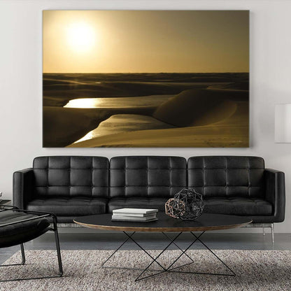 Œuvre d'art murale géante « Coucher de soleil doré » 72 x 48