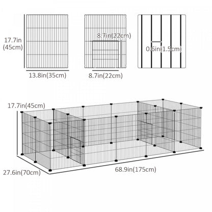 Pawhut Cage Pour Petits Animaux À 18 Panneaux, Parc Pour Animaux De Compagnie Avec Portes, Cage Pour Cobaye, Métal Portable Wire Yar