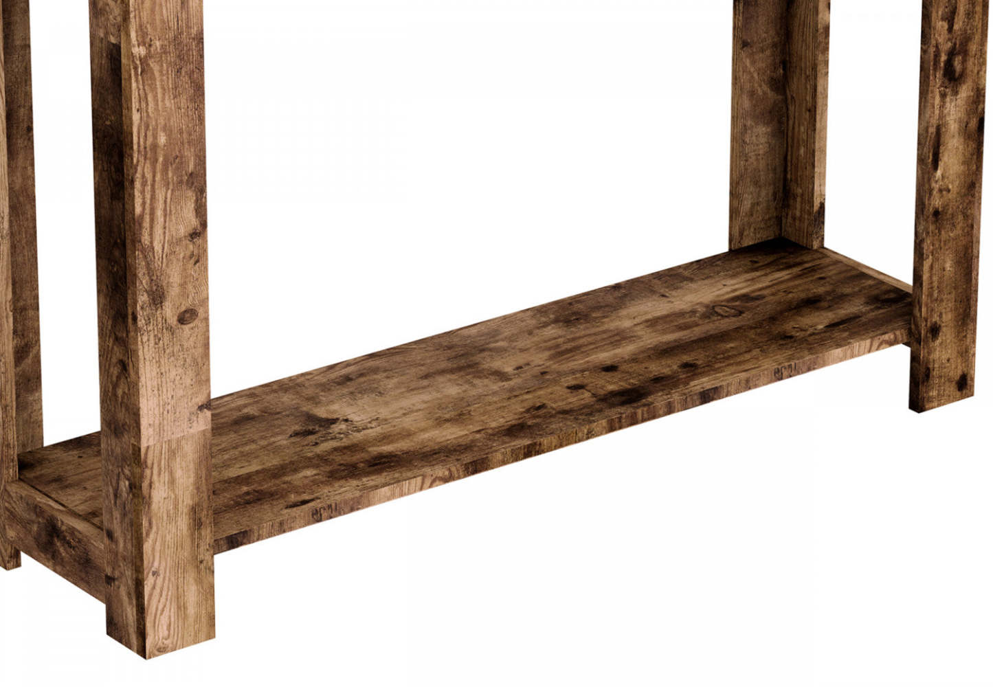 Console de 40 po avec 2 tiroirs et tablette - bois recyclé brun