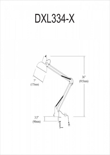 Lampe de travail de Dainolite avec pince à ressort équilibré, portée de 36 po et fini blanc lustré