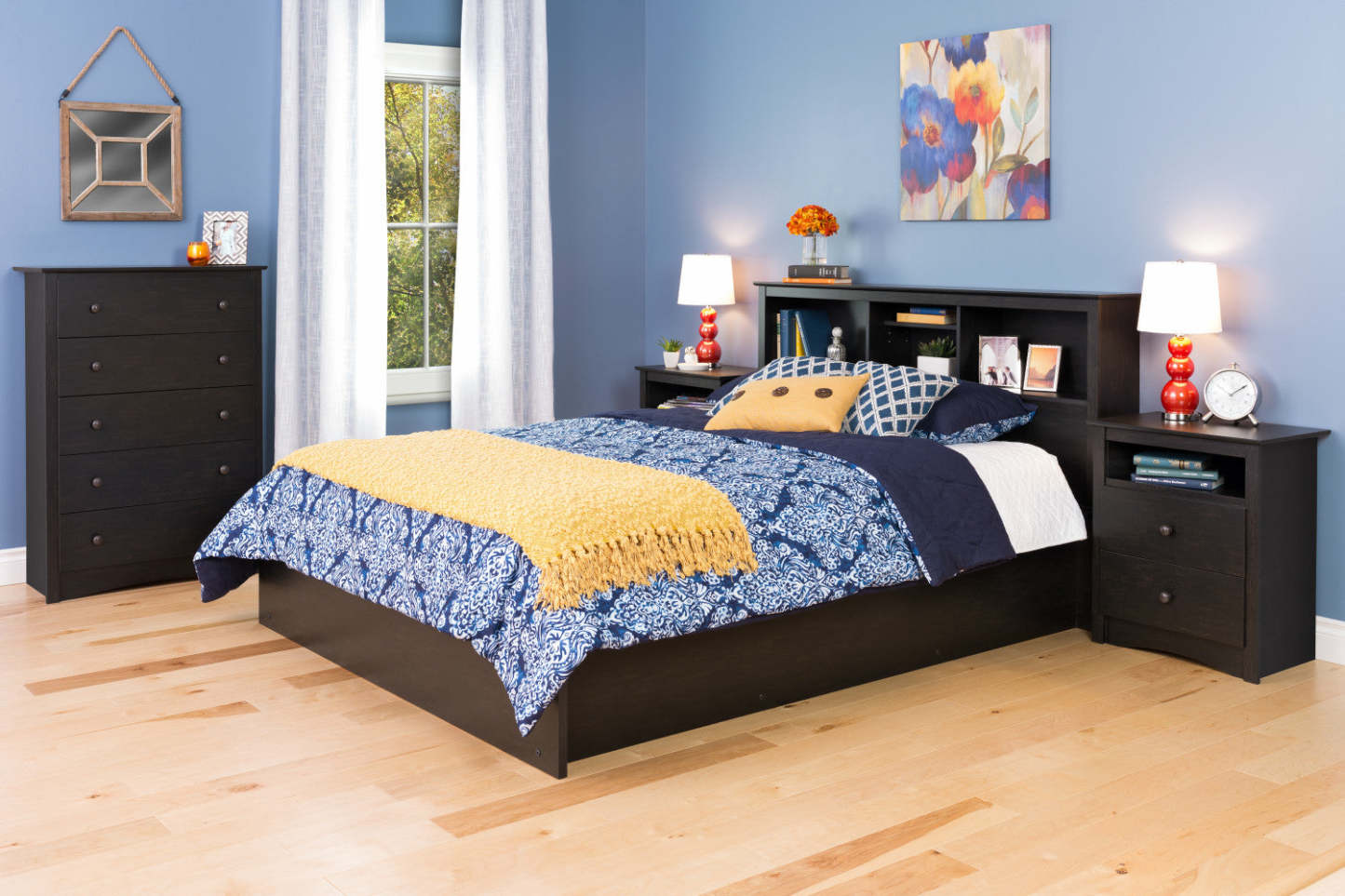 Jade 2-Drawer Nightstand - Washed Black|Table de nuit Jade à 2 tiroirs - noir délavé