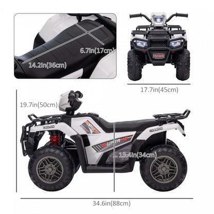 Aosom Quad Pour Enfants 12 V, Quad A 4 Roues, Véhicule Électrique Alimenté Par Batterie Avec Musique Mp3, Phare