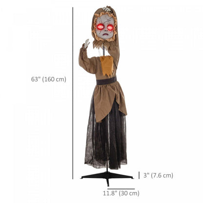 Homcom Halloween Doll Animatronic Prop With Light Up Eyes For Party|Homcom Poupée Animatronique D'Halloween, Accessoire Avec Yeux Lumineux