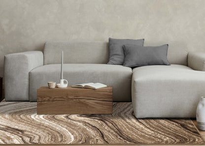 Tapis Forte Brown Cream Soothing Waves Area Rug - 5'3 x 7'5|Tapis Forte brun et crème à motif de vagues apaisantes - 5 pi 3 po x 7 pi 5 po