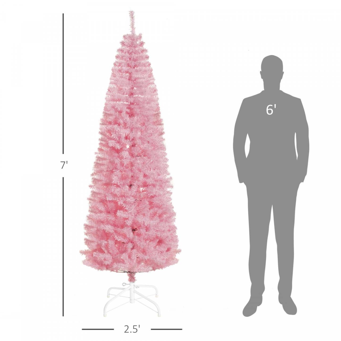 Homcom 7ft Pencil Arbre De Noël Artificiel Avec 818 Branches|Homcom Arbre De Noël Artificiel De 7ft Avec 818 Branches