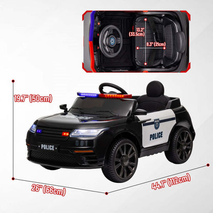 Qaba Voiture Électrique 12 V Pour Enfants, Voiture De Police Pour Enfants Alimentée Par Batterie Avec Télécommande, 4 S