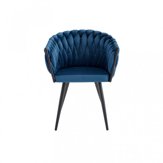 Fauteuil de salle à manger Hildy Accent, velours bleu (lot de 2) | Chaise de salle à manger avec accoudoirs Hildy en velours bleu (ensemble de 2)