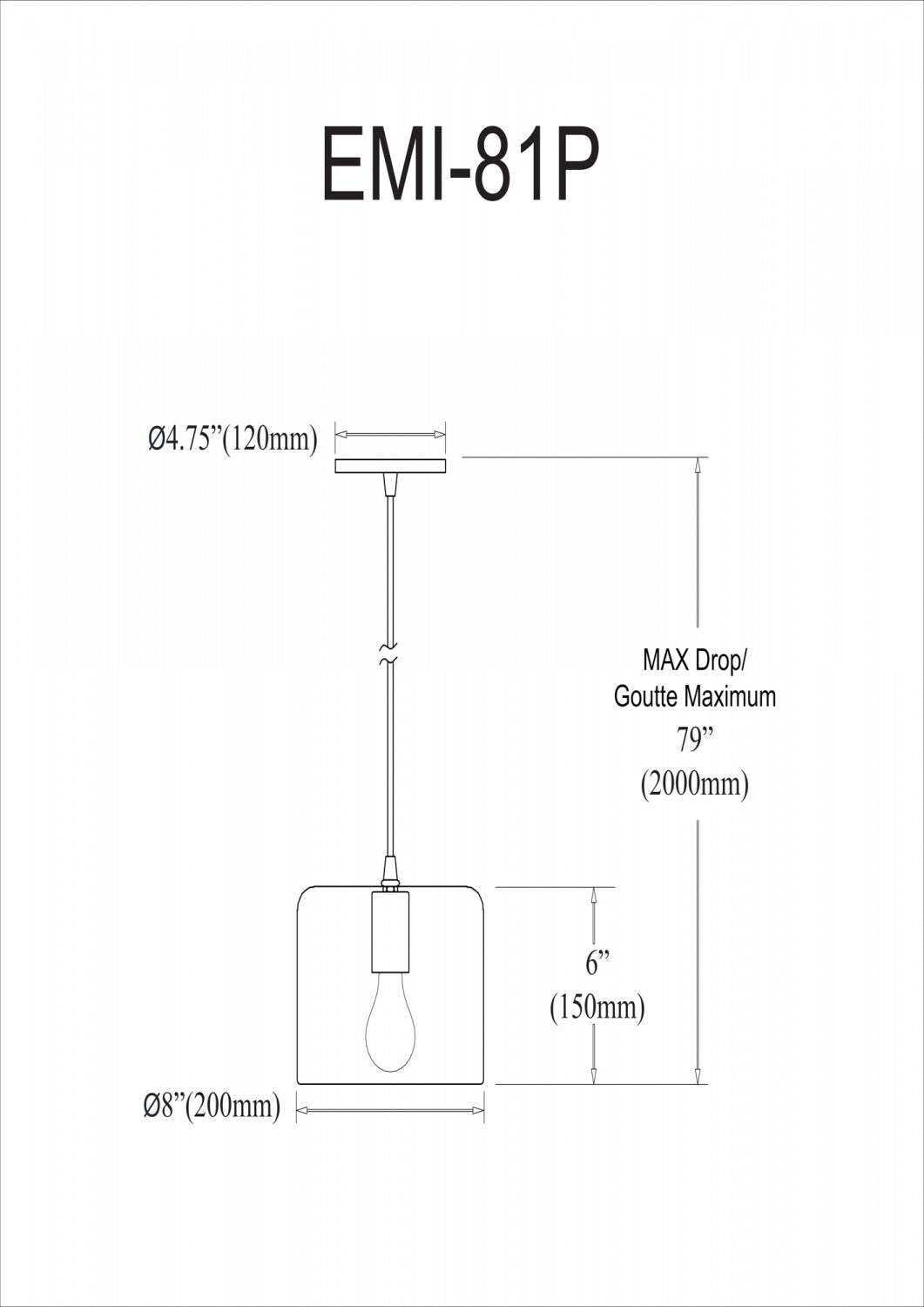 Dainolite Emilia 1 Light Pendant White Matte And Shade Lamp|Luminaire suspendu Emilia de Dainolite avec abat-jour, fini blanc mat et 1 ampoule