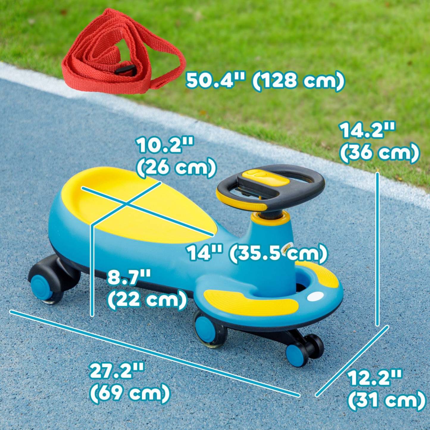 Qaba Voiture Pour Enfants De 2 À 6 Ans, Avec Corde De Traction Pour Les Parents, Musique, Lumière, V
