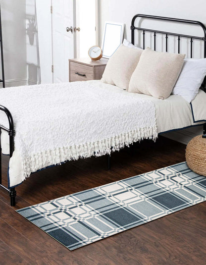 Tapis Roma bleu lavable en machine - 2'6 x 8'0|Carpette Roma bleue lavable à la machine - 2 pi 6 po x 8 pi 0 po|D86FACQ1