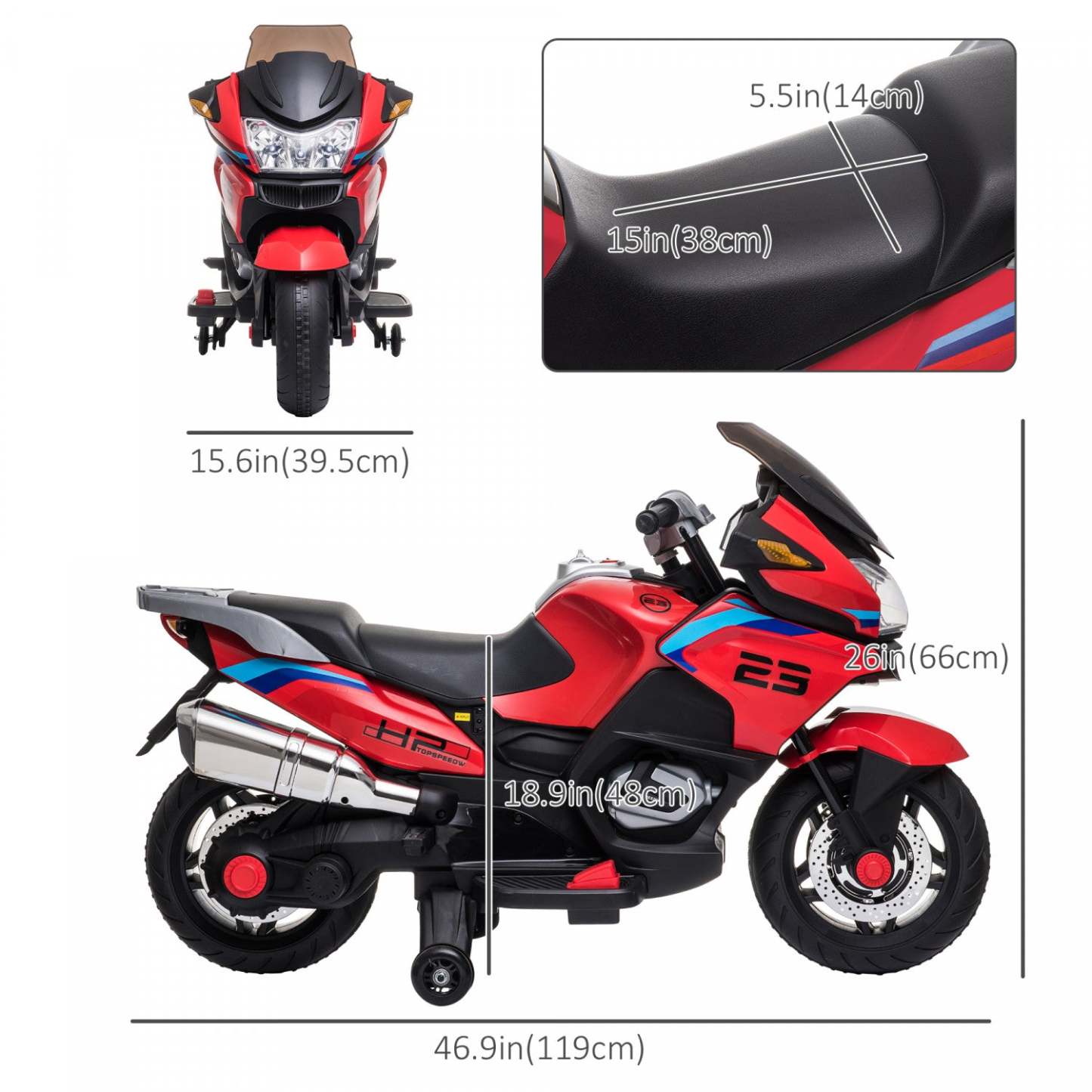 Aosom Moto Pour Enfants 12v Avec Roues D'entraînement, Moto Électrique Pour Enfants | Aosom Moto Pour Enfants Avec Roues D'entraînement, Jouet À Enfourcher 12 V Pour Les Enfants De 3 À 8