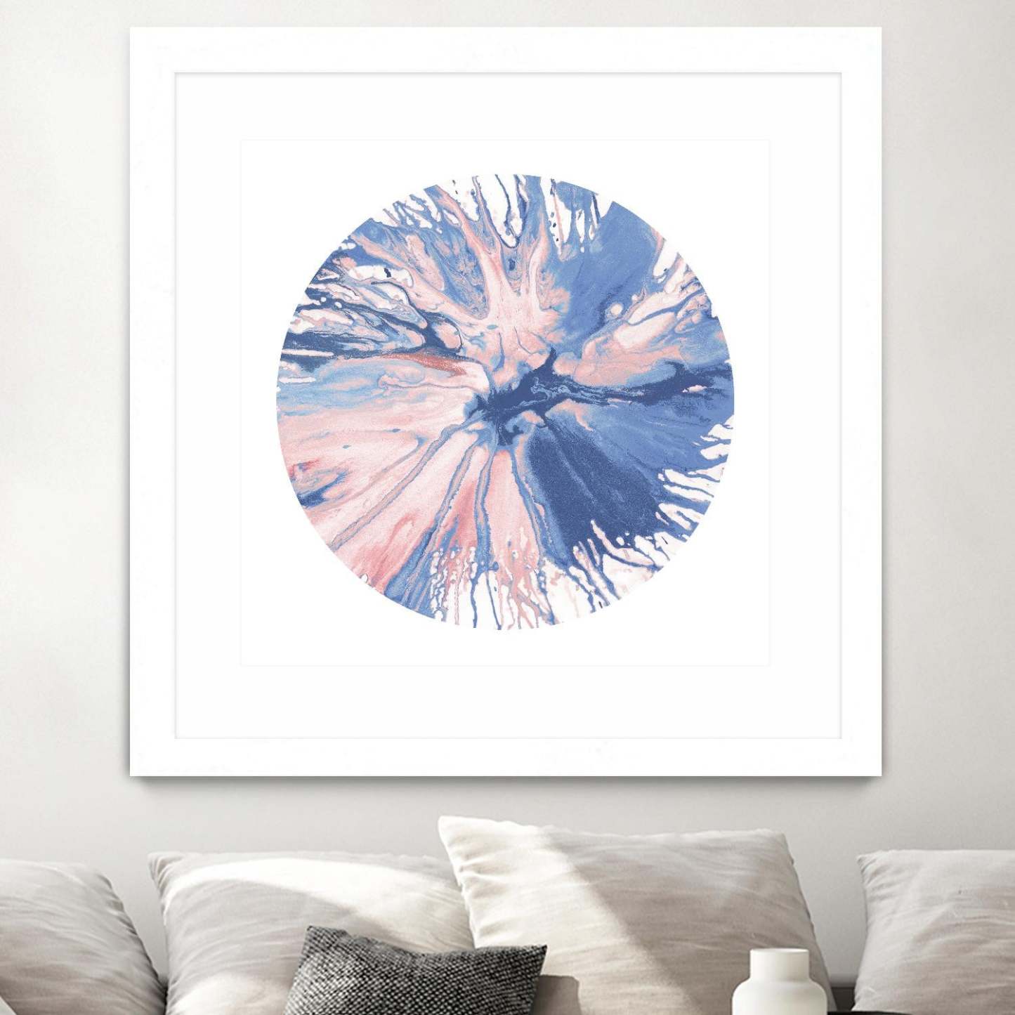Spin Art 21 Matted and Framed White 36x36 Wall Art|Œuvre d'art murale imprimée blanche et mate « Spin Art 21 » 36 x 36