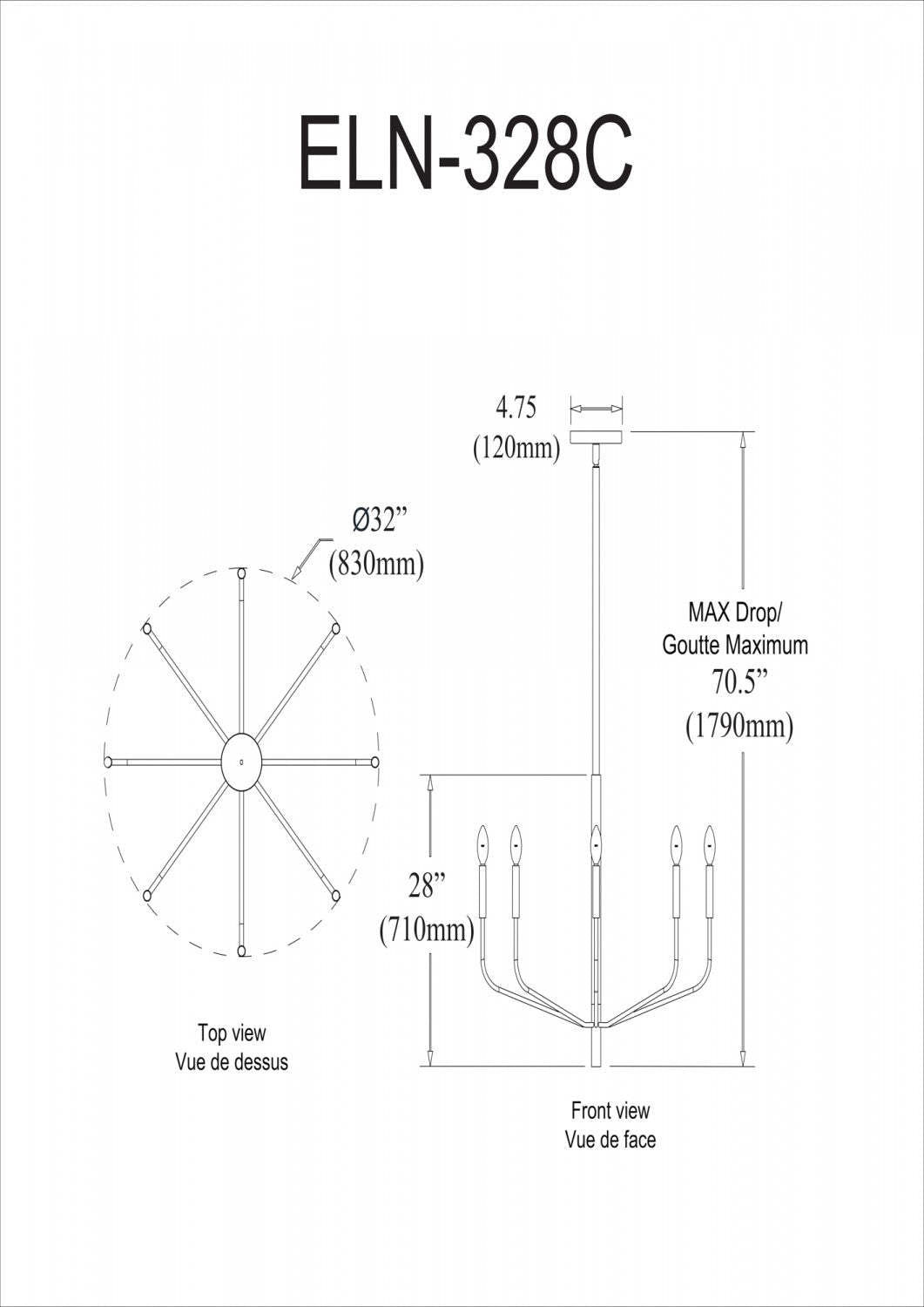 Dainolite Eleanor 8 Light Chandelier Aged Brass Lamp|Lustre Eleanor de Dainolite avec fini laiton vieilli et 8 ampoules