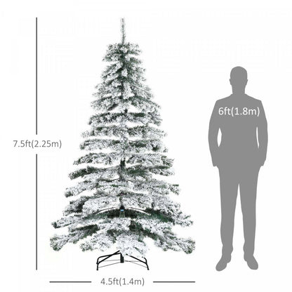 Homcom Arbre De Noel Floqué De Neige Artificielle De 7 Pieds Avec 1083 Pointes De Branche