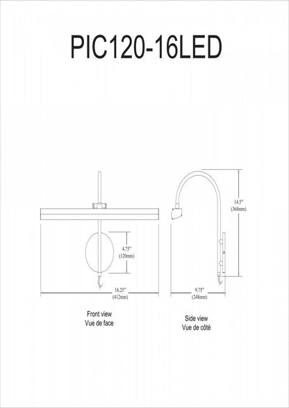 Lampe pour affichage d'image de Dainolite avec finition laiton vieilli et ampoule de 24 W