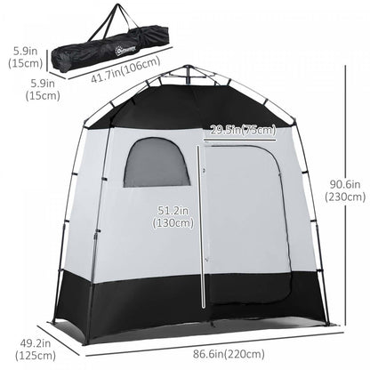 Outsunny Tente De Douche Pop Up, Abri D'intimité Portable Pour 2 Personnes, Cabine De Change Avec 2 Fenêtres, 3