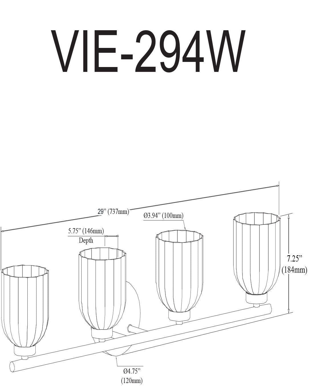 Dainolite Vienna 4 Light Incandescent Vanity Matte Black Clear Ribbed Glass Lamp|Lumière de coiffeuse Vienna de Dainolite en verre orienté transparent, avec fini noir mat et 4 ampoules incandescentes