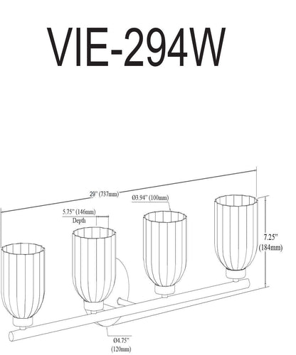 Dainolite Vienna 4 Light Incandescent Vanity Matte Black Clear Ribbed Glass Lamp|Lumière de coiffeuse Vienna de Dainolite en verre orienté transparent, avec fini noir mat et 4 ampoules incandescentes