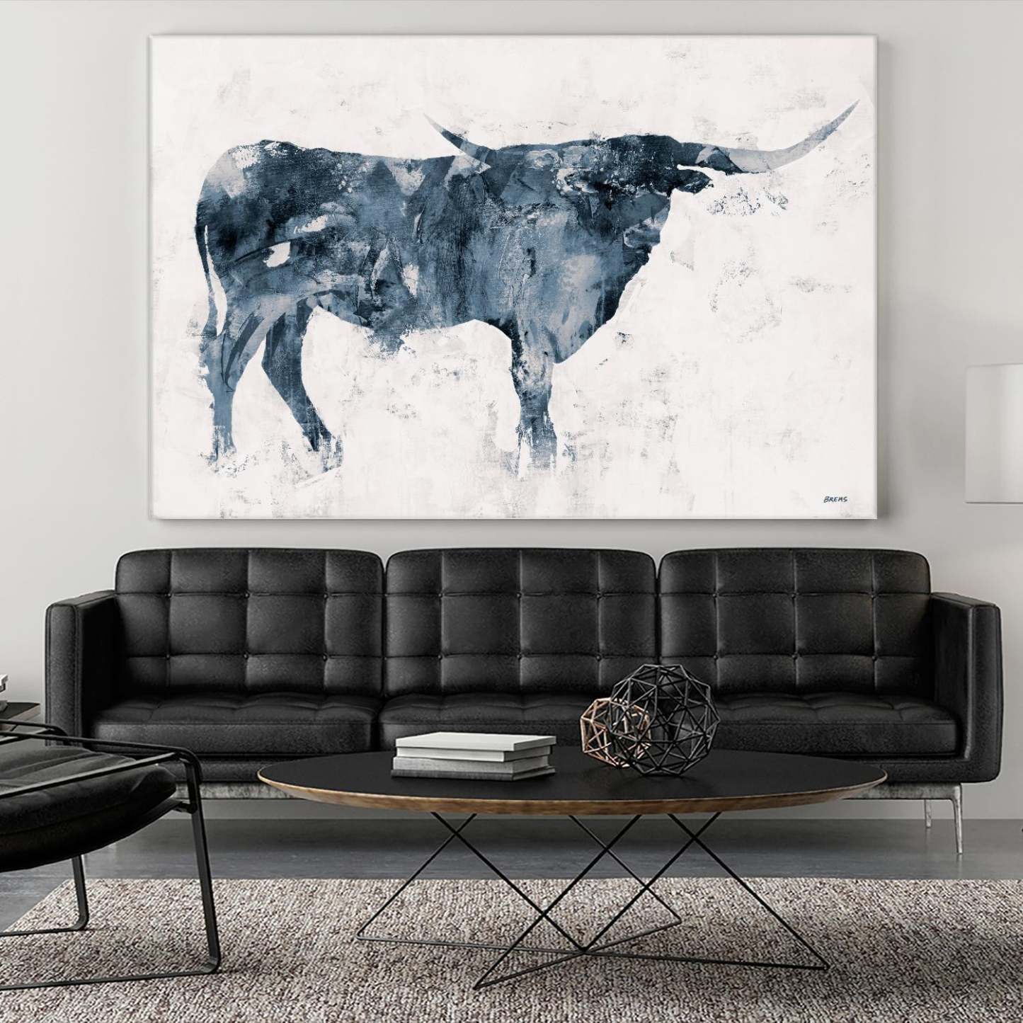 Œuvre d'art murale géante Longhorn V2 72x48