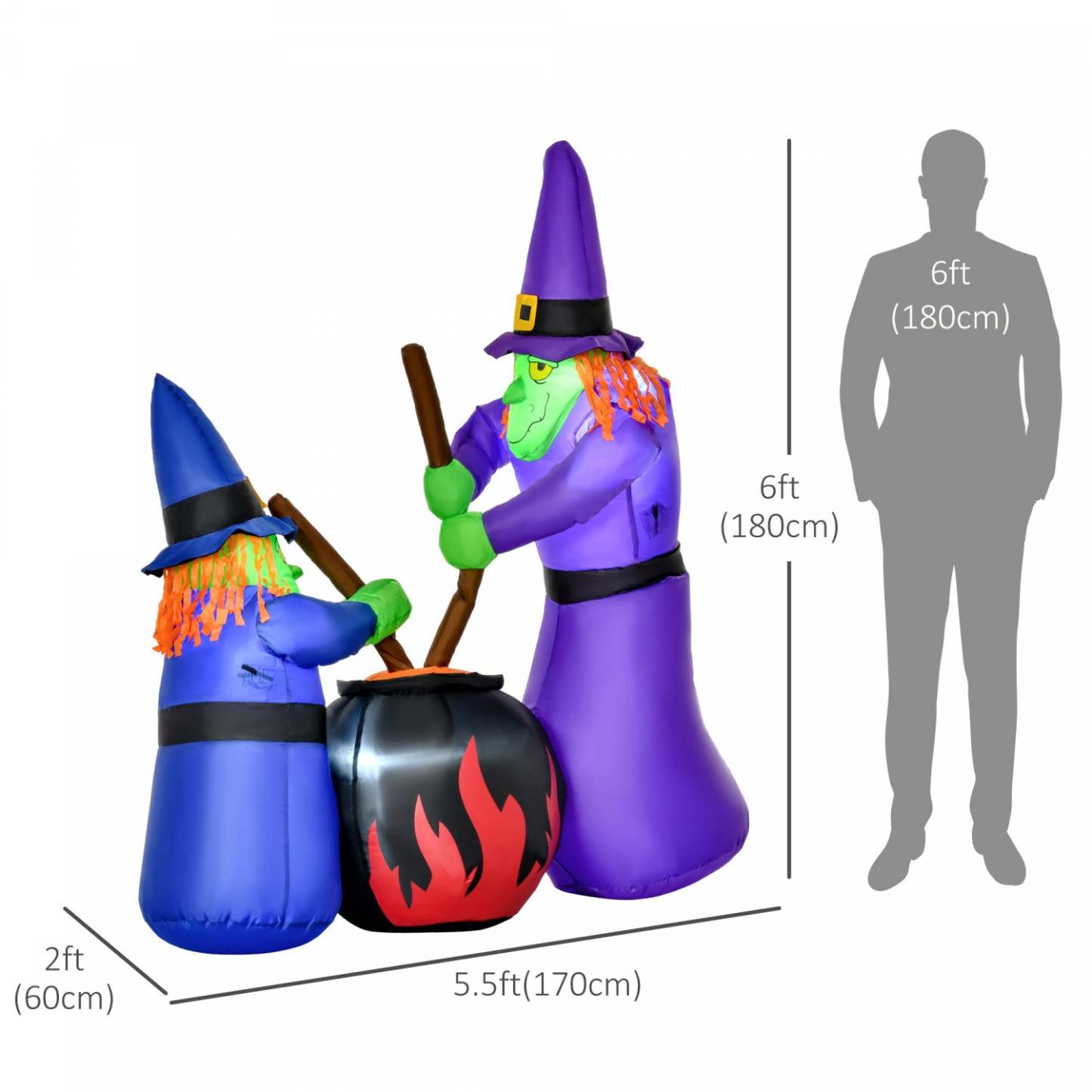Homcom 6ft 2 Sorcière Gonflable d'Halloween